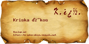 Kriska Ákos névjegykártya